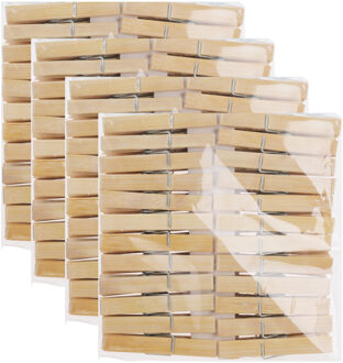 Bamboe houten wasknijpers - 192x - hout - 7 cm