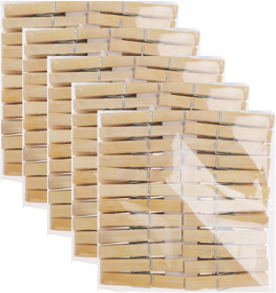 Bamboe houten wasknijpers - 240x - hout - 7 cm