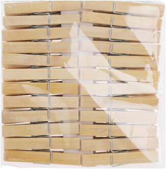 Bamboe houten wasknijpers - 48x - hout - 7 cm