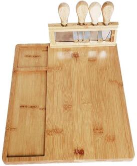 Bamboe Kaasplank Bestek Knif Set Snijplank Scoop 4 Koken Messen Staal Gereedschap Vork Slicer Met Kaas Cut R5J9