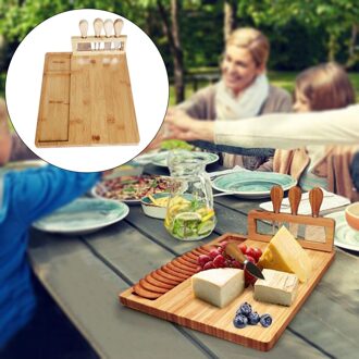 Bamboe Kaasplank Charcuterie Platter Serveren Vlees Board Voor Wijn Crackers Charcuterie Snack Voedsel Hapjes Fruit