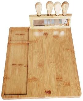 Bamboe Kaasplank Voedsel Platter Hout Servies Kaas Fruit Board Kaas 35.5X28X1.5Cm Thuis Organisator Plaat bamboe Set Des Y9C8