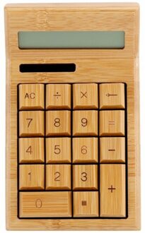 Bamboe Kantoor Rekenmachine 12 Digit Lcd Display School Speciale Kerst Berekenen Commerciële Tool Batterij Zonne Powe H052