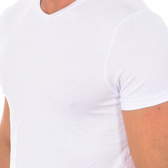 Bamboe korte mouwen V-hals onderhemd 603 heren - maat Wit