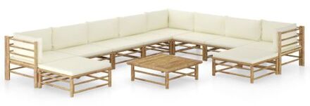 Bamboe Lounge Set - Crèmewit - Modulair design - Stevig en gemakkelijk schoon te maken - Dik gevoerde