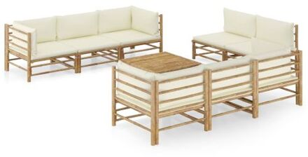 Bamboe Loungehoek - Lounge Set - 65 x 70 x 60 cm - Modulair ontwerp - Lichtgewicht constructie - Wit