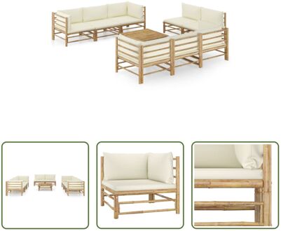 Bamboe Loungehoek - Lounge Set - 65 x 70 x 60 cm - Modulair ontwerp - Lichtgewicht constructie - Wit