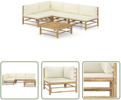 Bamboe Loungehoek - Lounge set - 65x70x60cm - Crèmewit