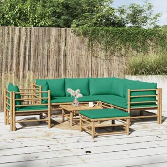 Bamboe Loungeset - 2x middenbank - 3x hoekbank - 1x voetenbank - 1x stoel - 1x tafel - 55x65cm - Bruin