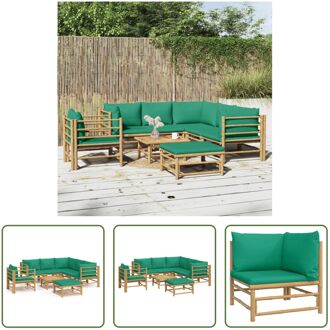 Bamboe Loungeset - 2x middenbank - 3x hoekbank - 1x voetenbank - 1x stoel - 1x tafel - 55x65cm - Bruin