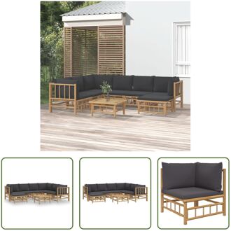 Bamboe Loungeset - Modulair - Comfortabel zitten - Praktische tafel - Duurzaam materiaal - Levering Bruin