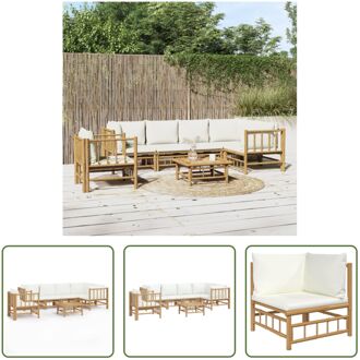 Bamboe Loungeset - Modulair - Duurzaam materiaal - Comfortabele zitervaring - Praktische tafel - Bruin