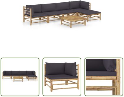 Bamboe Loungeset - Tuinmeubelset - Afmeting- Middenbank- 65 x 70 x 60 cm Hoekbank- 70 x 70 x 60 cm Grijs