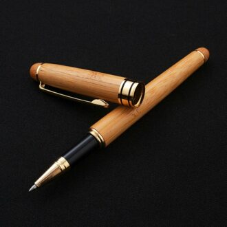 Bamboe Luxe Vulpen Inkt 0.5Mm Voor Relatiegeschenken Decoratie Schrijven Office Balpen Briefpapier Pen Case Orb Pen