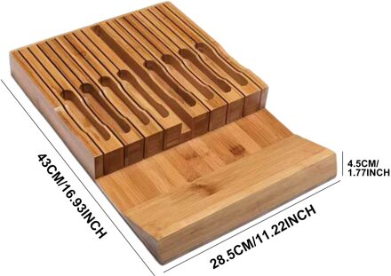 Bamboe Messenblok Houder Cutter Opbergrek Bestek Lade Organizer Tray Gebruiksvoorwerp Rack Universele Mes Stand Keuken Opslag