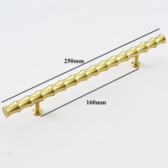 Bamboe Messing Kast Handvatten Lade Trekt Kledingkast Knoppen Goud Messing Meubels Deur T Bar Keukenkast Handvat 250mm length