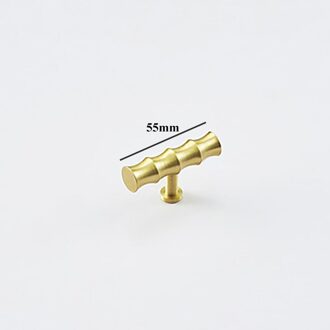 Bamboe Messing Kast Handvatten Lade Trekt Kledingkast Knoppen Goud Messing Meubels Deur T Bar Keukenkast Handvat 55mm T bar