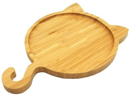 Bamboe Serveerschaal Met Cartoon Kat Patroon, Milieuvriendelijke Kinderen Kids Dining Schotel, Fruit/Gebak Lade