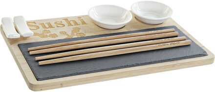 Bamboe sushi serveerset - voor 2 personen - 7-delig