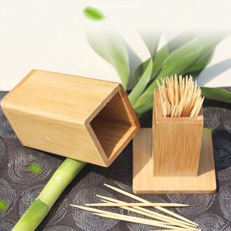 Bamboe Tandenstoker Doos Met Deksel Vierkant Tank Tandenstoker Houders Bamboe Hout Thuis Kitchen Tools Tandenstoker Houder