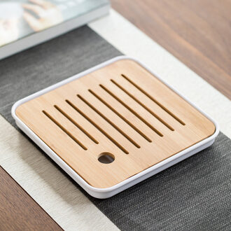 Bamboe Thee Trays Chinese Serveren Kung Fu Milieuvriendelijke En Tafel Water Opslag Droog Bubble 20X20X3.5cm wit