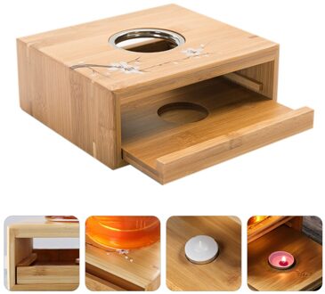 Bamboe Theepot Warmer Praktische Theepot Kachel Thee Verwarmde Basis (Kaars)