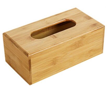 Bamboe Tissue Box Holder Opslag Papier Doos Tissue Box Cover Auto Hout Servetten Hol