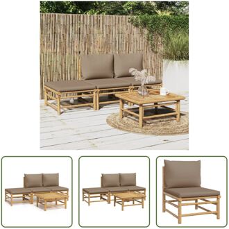 Bamboe Tuinset - Elegante - Loungeset - Afmeting- 55x65x30 cm - Ken- Inclusief kussens Bruin