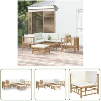 Bamboe Tuinset - Moderne Loungeset - 55 x 69 x 65 cm - Inclusief Kussens Bruin