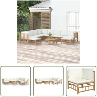 Bamboe Tuinset - Modulaire Loungeset - 5x Middenbank - 3x Hoekbank - 2x Voetenbank - 1x Tafel - Bruin