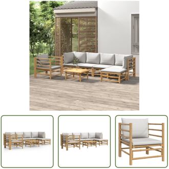 Bamboe Tuinset - Modulaire Loungeset - Afmetingen- 55 x 69 x 65 cm - Inclusief Kussens Bruin