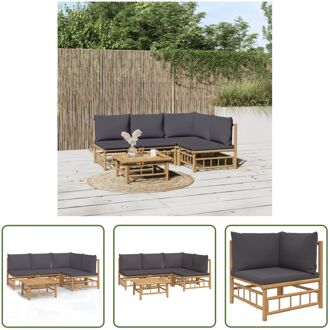 Bamboe Tuinset - Modulaire Loungeset - Praktische Tafel - Comfortabele Zitervaring Bruin