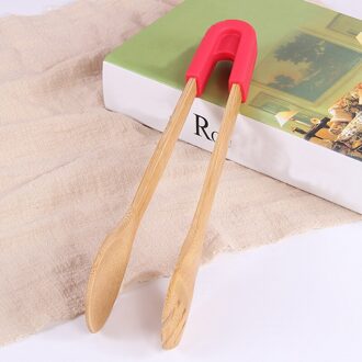 Bamboe Voedsel Tang Salade Taart Snack Clip Grip Broodrooster Tang Siliconen Handvat Brood Tang Gebak Klem Keuken Gereedschap Accessoires