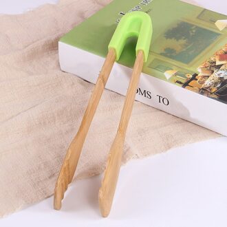 Bamboe Voedsel Tang Salade Taart Snack Clip Grip Broodrooster Tang Siliconen Handvat Brood Tang Gebak Klem Keuken Gereedschap Accessoires