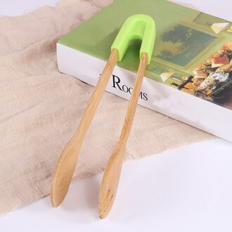 Bamboe Voedsel Tang Salade Taart Snack Clip Grip Broodrooster Tang Siliconen Handvat Brood Tang Gebak Klem Keuken Gereedschap Accessoires