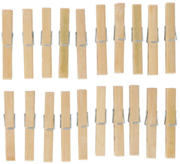 Bamboe wasknijpers - 20x - hout - 9 cm - Knijpers Beige