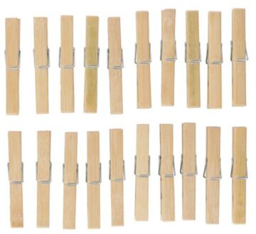 Bamboe wasknijpers - 20x - hout - 9 cm - Knijpers Beige