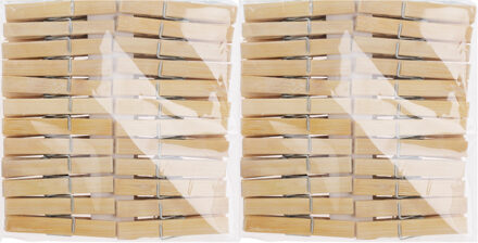 Bamboe wasknijpers - 96x - hout - 7 cm