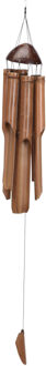 Bamboe windgong/windorgel met koordstopper 54 cm - Windgong Bruin