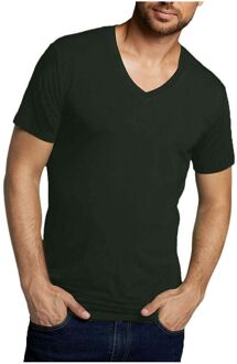 Bamboo Basics 2-Pack Heren Bamboe T-shirts V- Hals Velo – Extra Lang – Army - XL