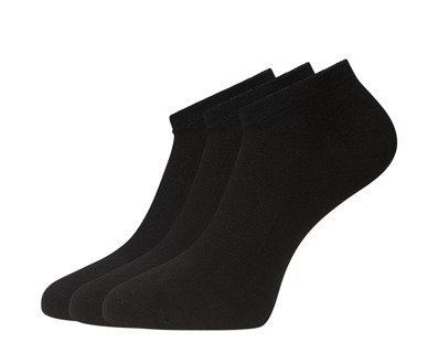 Bamboo Basics 3-Pack Bamboe Sneakersokken – Zwart - Maat 41-46