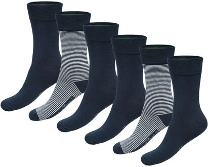 Bamboo Basics Beau Sokken (6-pack) navy - wit - 41-46