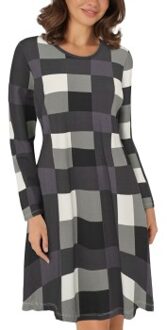 Bamboo Nightdress Long Sleeve * Actie * Versch.kleure/Patroon,Blauw,Grijs,Groen - Small,Medium,X-Large