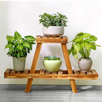 Bamboo Plant Flower Shelf Stand Flower Pot Rack Holder Garden Living Room Table Planter Display Stand Home Decor Indoor Outdoor