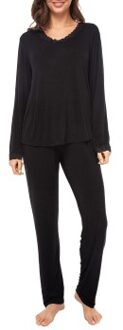 Bamboo Pyjamas With Lace Long Sleeve Zwart - Small,Medium,Large