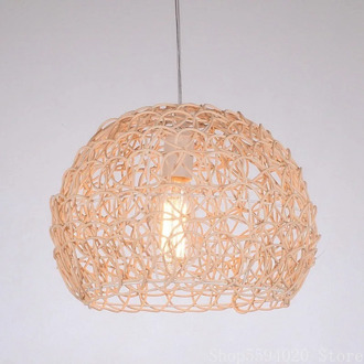 Bamboo Rattan Lustre Pendant Lights Braided Pendant Lamp Creative Spherical Living Room Industrial Lighting Bedroom Lighting