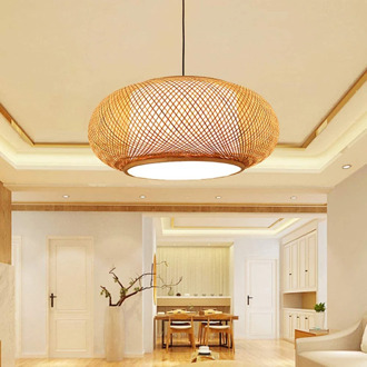 Bamboo Retro Hanging Light Japanese-style Wicker Pendant Lamp Living Room Hotel Restaurant Aisle Balcony Corridor Chandeliers