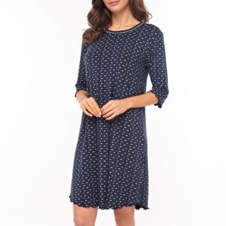 Bamboo Three Quarter Sleeve Nightdress * Actie * Blauw,Versch.kleure/Patroon,Zwart - Small