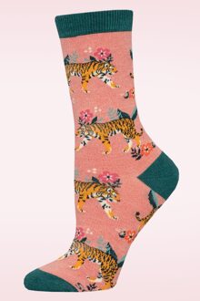 Bamboo Tiger Floral sokken in roze Roze/Multicolour