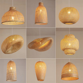 Bamboo weaving chandelier teahouse Hot Pot Restaurant Restaurant Hotel Japanese Style B & B handwoven bamboo lampshade
